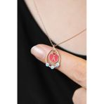925 Ayar Rose Kaplama Mineli Göz A Harf Damla Kolye