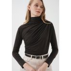 925 Büzgü Detaylı Sandy Bluz - Kahverengi - 36