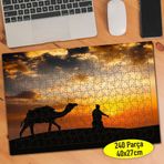 9320 Gün Batımında Deve ve İnsan Silüeti 240 Parça Puzzle Yapboz