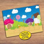 93PZ Mantar Evler Şirin Çocuklara Özel Puzzle Yapboz Tablo