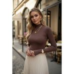%95 Pamuklu Parmak Geçmeli Kadın Body – Esnek Kumaş - Kahverengi