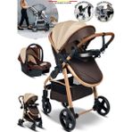 950 Tayla 6 In 1 Mama Tablalı Çift Yönlü Travel Sistem Bebek Arabası - Gold Kahve