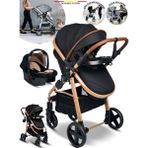 950 Tayla 6 In 1 Mama Tablalı Çift Yönlü Travel Sistem Bebek Arabası - Gold Siyah