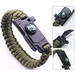 9595 Pusulalı ve Bıçaklı Paracord Bileklik Haki Yeşil