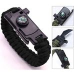 9595 Pusulalı ve Bıçaklı Paracord Bileklik Siyah