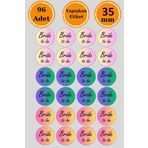 96 Adet Renkli Bride To Be Sticker - Paketleme Sticker - Nikah Sticker - Nikah Hediye Etiketi