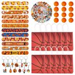 98 adet basketbol parti hediyesi, basketbol hediye torbaları, mini basketbol stres topları, anahtarlık, yaylı bileklik çıkartması, spor, parti aksesuarı, erkek çocukları, kız çocukları, basketbol