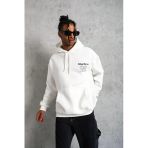 98 Baskılı Kapşonlu Sweat - Beyaz -