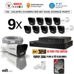 9'Lu Ip Kamera-Poeli-5Mp-Ultra Hd-4K 1920 Çözünürlük-Sesli-Gece Renkli Görüş-İnsan Ve Plaka Algılamalı Set