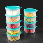 9'lu Yuvarlak Gıda Saklama Kabı Seti - Organizer Düzenleyici Erzak Kabı 9X600ML Yeşil