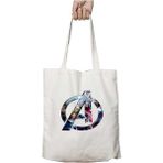 A Avengers Logo Iki Tarafı Kalıcı Baskılı Yıkanabilir Okul Plaj Omuz Bez Çantası