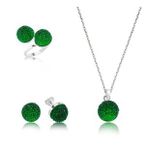 A.C Silvers Yeşil Kristal Kadın Gümüş Set