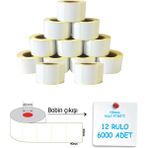 A Etiket Termal Barkod Etiketi 40X60MM 12 Rulo 500'LÜ Sarım