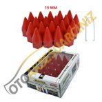 A Kalite Mefsa Bijon Kapağı Sivri 19 Mm Kırmızı 20 Li Set