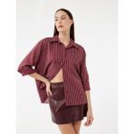 A Kesim Suni Deri Mini Etek - Bordo - 34