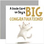 A Little Card To Say a Big Tebrik Kartı - Sevimli Kedi Temalı Kendine İyi Yapılmış Hediye - Mezuniyet, Başarı, Mezuniyet, Yeni İş, Sınav Sonuçları, Nişan, Ödüller, Derece, Promosyon