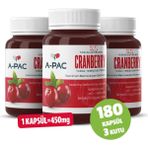 A-Pac Kızılcık Sepeti Cranberry Turna Yemişi Kızılcık Ekstresi Vitamin C 450 ml 180 Kapsül