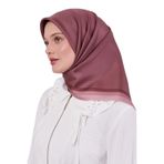 A.Pembe Kenar Bordürlü Twill İpek Eşarp