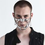 A ve B Cyberpunk Düzensiz Titanyum Çelik Parti Maskesi Gotik Punk Metal Mekanik Uzaylı Sıvı Yüz Süsleme Küpe Takı Aksesuarla (Yurt Dışından) - Renkli - Yok