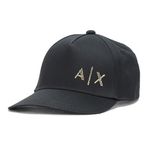 A | X ARMANI EXCHANGE Erkek A|x Siyah ve Altın Beyzbol Şapkası, Tek Beden, Siyah, Tek Beden