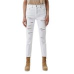 A | X ARMANI EXCHANGE Erkek Havuç Fit Allover Yırtık ve Onarım Denim Pantolon, Beyaz, 25