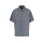 A | X ARMANI EXCHANGE Erkek Kısa Kollu All-Over Logo Denim Jakarlı Düğmeli Gömlek. Standart Kesim, İndigo Jakarlı, S