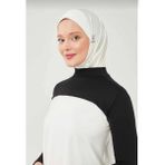 A02Teks Dik Yaka Boyunluklu Kolluk - Beyaz Uzun Kollu Boyunluk Tesettür Boyunluk Balıkçı Yaka Bodysuit - Standart - 001 Siyah