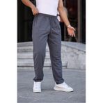 A02teks Yazlık Keten Karışımı Rahat Kesim Erkek Keten Pantolon Füme
