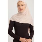 A0622 Mat Saten Pano Jakarlı Eşarp 100x100cm - Bej