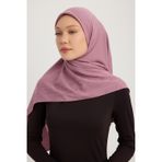 A0622 Mat Saten Pano Jakarlı Eşarp 100x100cm - Gül Kurusu