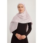 A1111 Jakarlı Parlak Saten Eşarp 110X110CM - Pudra
