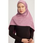 A1121 Mat Saten Pano Jakarlı Eşarp 110x110cm - Gül Kurusu