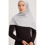 A1121 Mat Saten Pano Jakarlı Eşarp 110x110cm - Gümüş