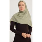 A1121 Mat Saten Pano Jakarlı Eşarp 110x110cm - Haki