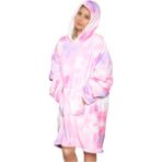 A2Z Üniseks Erkek Bayan Büyük Boy Kanguru Cepli Kapüşonlu Battaniye Hayvan Sarılma Süper Yumuşak Giyilebilir Battaniye Kapüşonlu Sıcak Polar, Batik Pembe, One Size