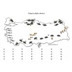 A3 Boy Dilsiz Türkiyenin Dağları Haritası Renksiz 10 Adet