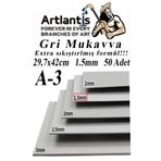 A3 Mukavva Gri 1.5 Mm 50 Adet 1 Paket 29.7X42 Cm A-3 Mukavva 1,5 Mm Kalinliginda A-3 Mukavva