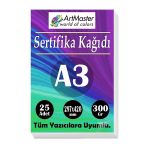 A3 Sertifika Kağıdı 25 Adet 300 Gram Kalın Fotokopi Kağıdı Tüm Yazıcılara Uyumlu 29.7X42 Cm Kalın Baskı Kağıdı