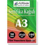 A3 Sertifika Kağıdı 50 Adet 160 Gram Kalın Fotokopi Kağıdı Tüm Yazıcılara Uyumlu 29.7X42 cm Kalın Baskı Kağıdı