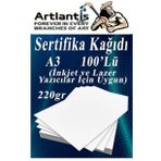 A3 Sertifika Kagidi Kalin 100 Adet Gramajli Fotokopi Kagidi 220 Gr Tum Yazicilara Uyumlu 29.7X42 Cm Kalin Baski Kagidi