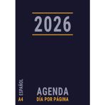 A4 Agenda Día por Página 2026: Español , Profesional con Horas de Enero a Diciembre , Grande Azul