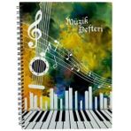 A4 Boyutlu Spiral Kapaklı 40 Yaprak Müzik Defteri Model 2 - Ahşap - Seçenek 1