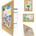 A4 Çocuk Sanat Resim Çerçevesi Katlanır Saklama Resmi Kolay Değiştirilebilir Manyetik Açılır Kapanır Çocuklar Için - Natural