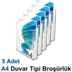 A4 Duvar Tipi Broşürlük - 5 Adet - Şeffaf