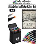 A4 Eskiz Defteri 50 Yaprak 100 Gr 1 Adet 24 Renk Marker Kalem Çift Taraflı Touch Çift Uçlu Eskiz Defteri Boya Seti