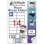 A4 Hazır Beyaz Etiket 105X38 Mm 10 Sayfa 1 Paket 14 Lü Kendinden Yapışkanlı Fotokopi Lazer İnkjet Kağıdı Yazıcılar İçin