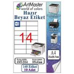A4 Hazır Beyaz Etiket 105X41mm 10 Sayfa 1 Paket 14 Lü Kendinden Yapışkanlı Fotokopi Lazer İnkjet Kağıdı Yazıcılar İçin