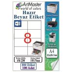 A4 Hazır Beyaz Etiket 105X70 Mm 100 Sayfa 1 Paket 8 Li Kendinden Yapışkanlı Fotokopi Lazer İnkjet Kağıdı Yazıcılar İçin