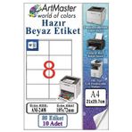 A4 Hazır Beyaz Etiket 105X72mm 10 Sayfa 1 Paket 8 Li Kendinden Yapışkanlı Fotokopi Lazer İnkjet Kağıdı Yazıcılar İçin