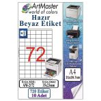 A4 Hazır Beyaz Etiket 35X23mm 10 Sayfa 1 Paket 72 Li Kendinden Yapışkanlı Fotokopi Lazer İnkjet Kağıdı Yazıcılar İçin